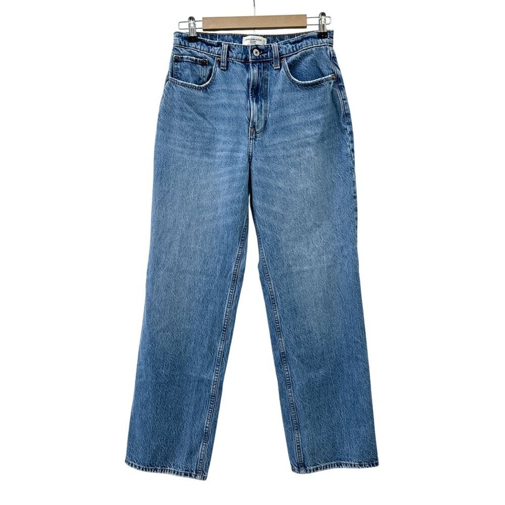 Abercrombie & Fitch The Loose High Rise Distressed Jeans Acid Wash Denim Women 2